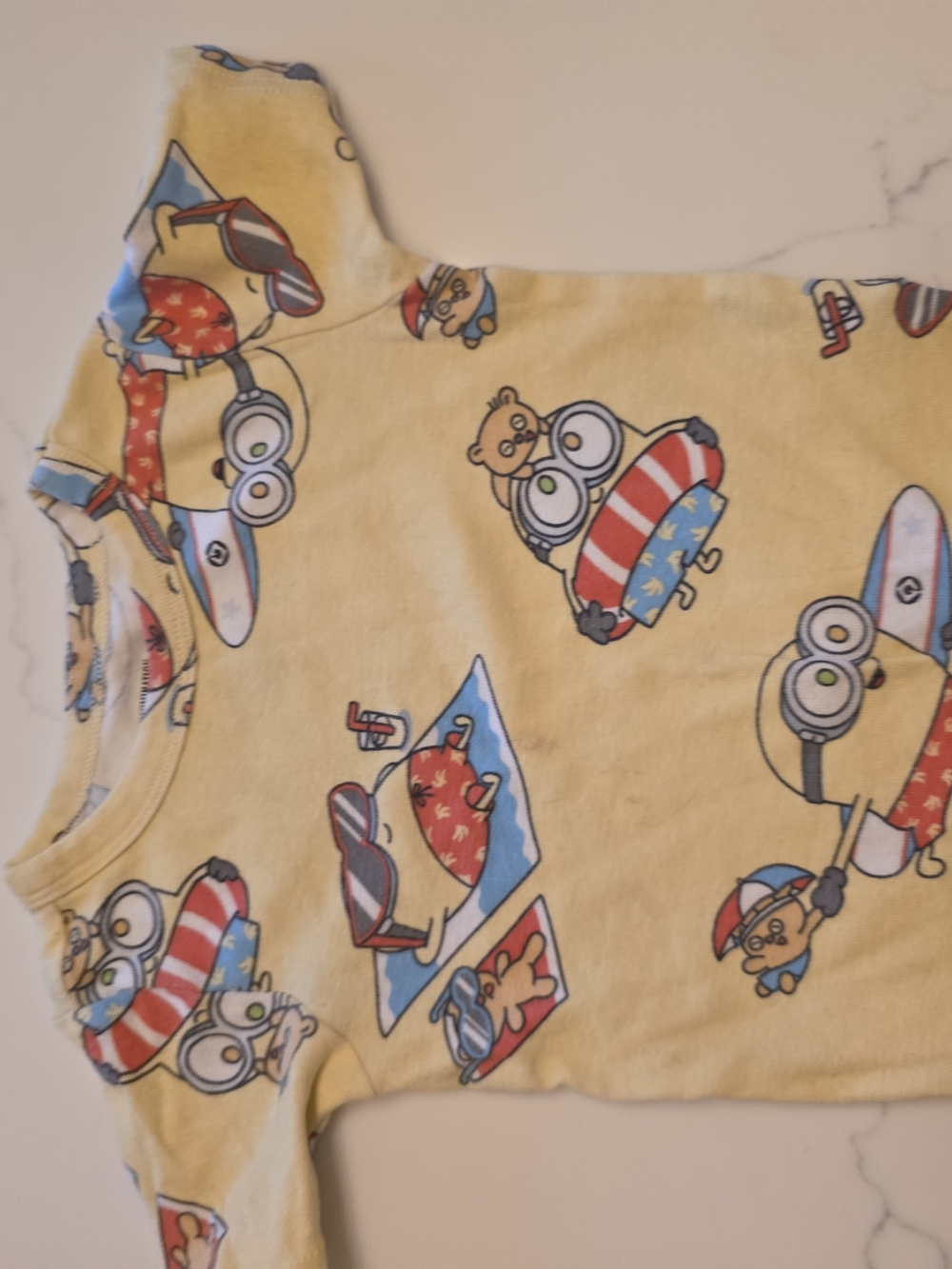 Yellow Children's Short Sleeve Minion-Inspired Character T-Shirt.